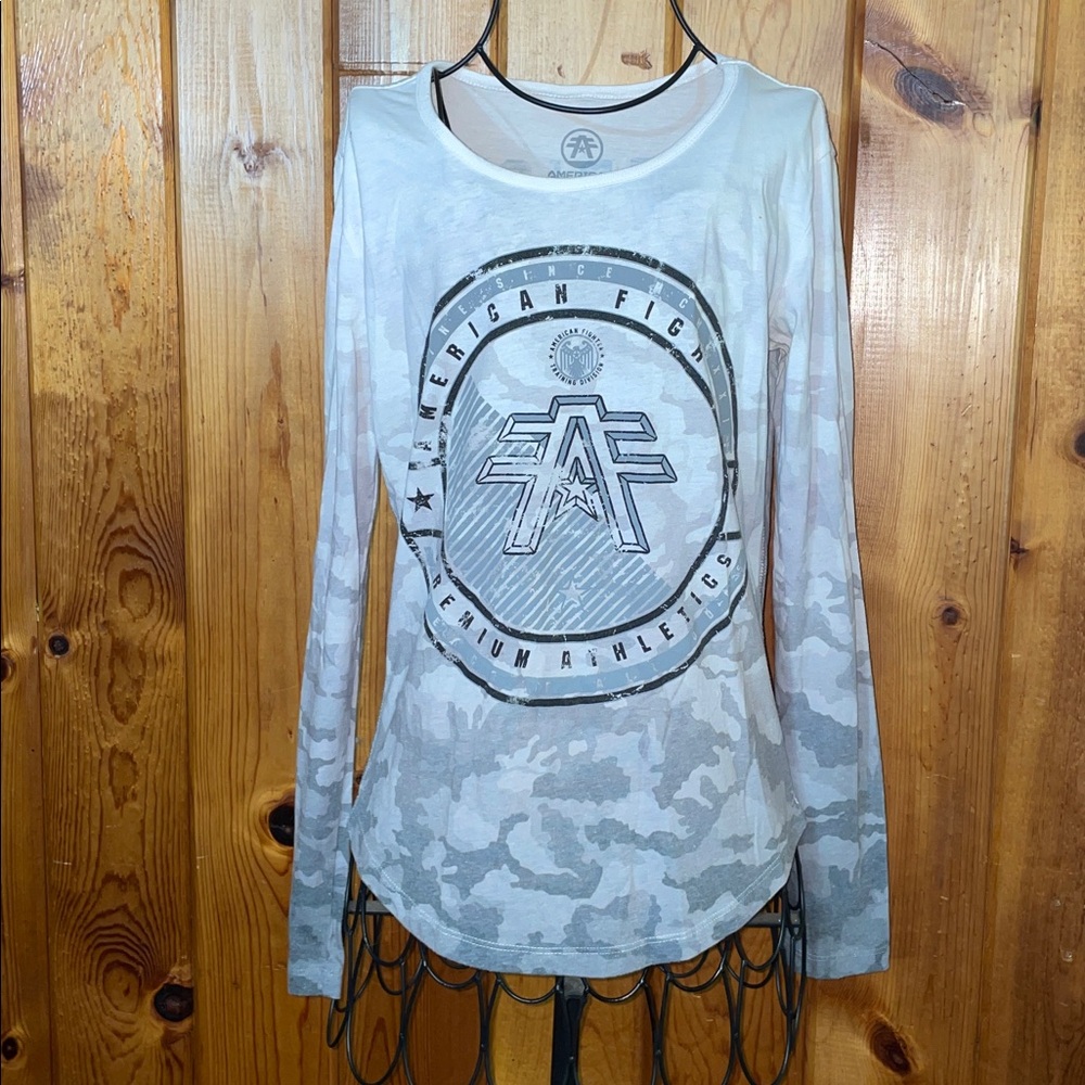 American Fighter Gray Camouflage Long Sleeve size XS  BEACHWOOD Biker MMA - Picture 4 of 6